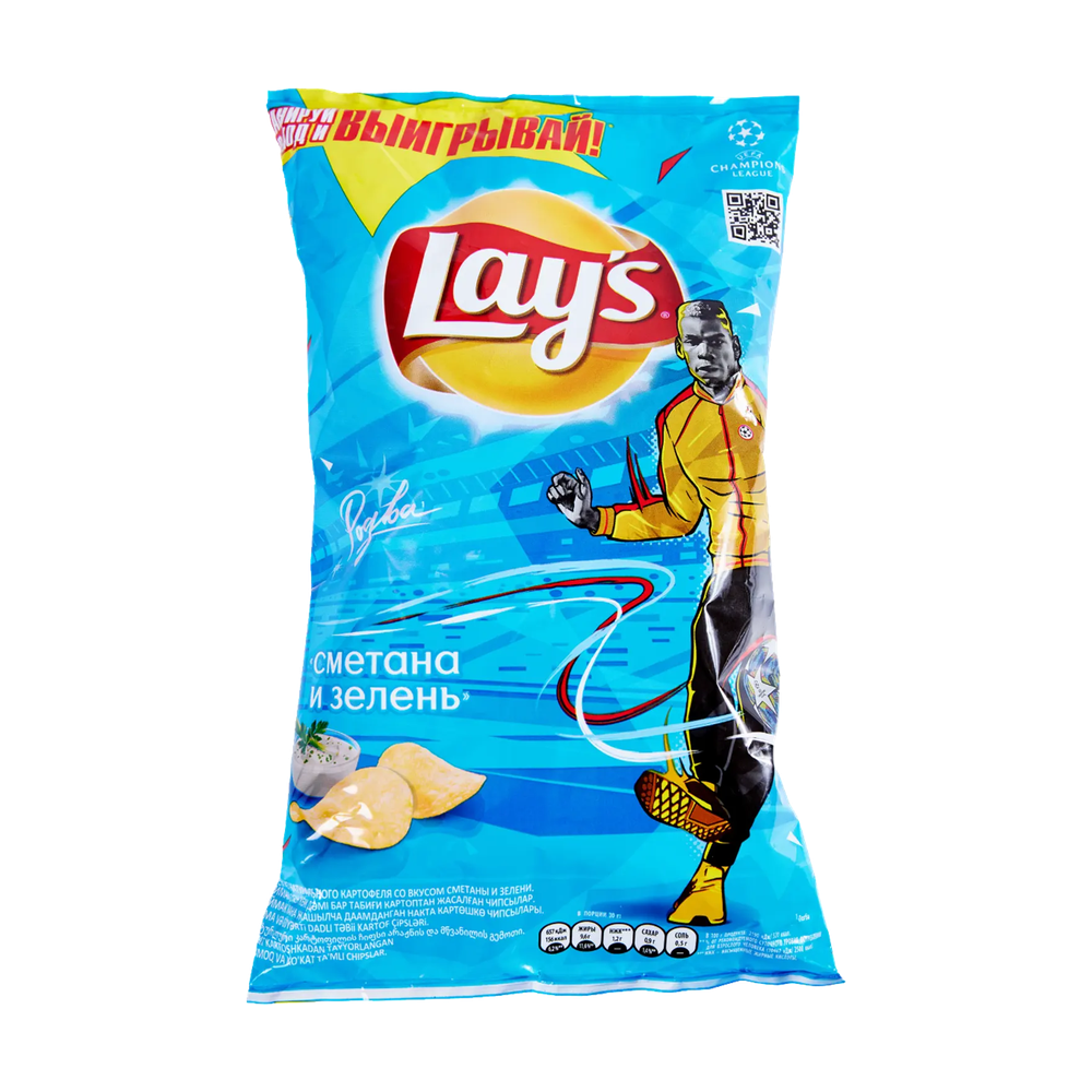 Lay’s Сметана и зелень, 150 г — картофельные чипсы